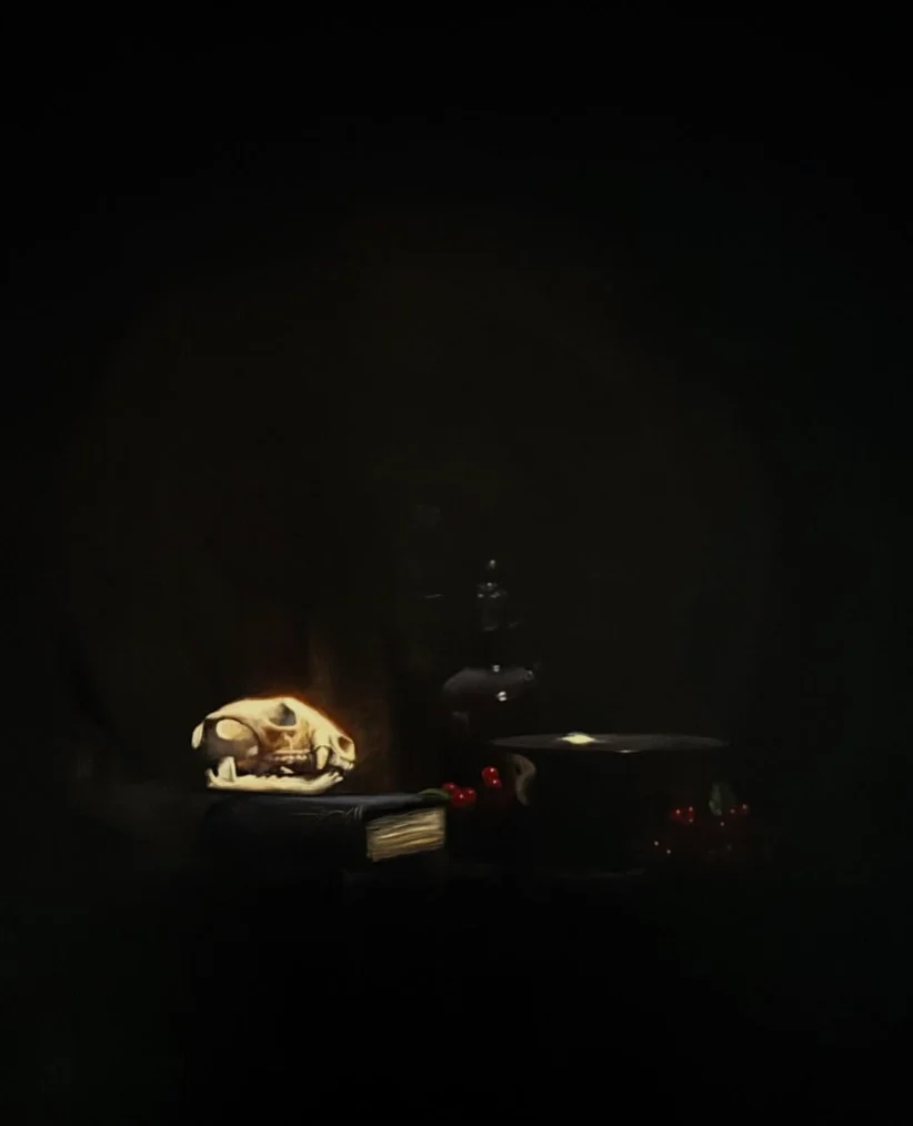 Still Life with Raccoon Skull by Sarah Baronas